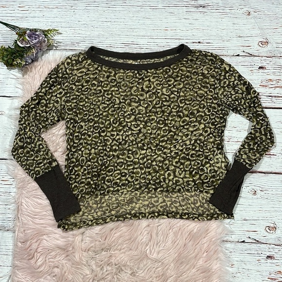 Pilcro Anthropologie Boxy Heritage Cheetah Print Light Burnout Top - Picture 2 of 9